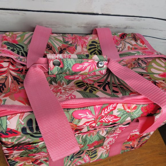 Vera Bradley Cooler Pink Tropical Palm Trees Picnic Beach Lunch New - Picture 10 of 12